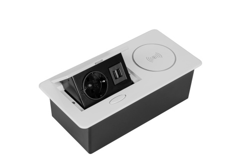 встраиваемый настольный удлинитель,1 гнездо,2*usb,беспроводная зарядка белый купить в https://rmkmasterium.ru/