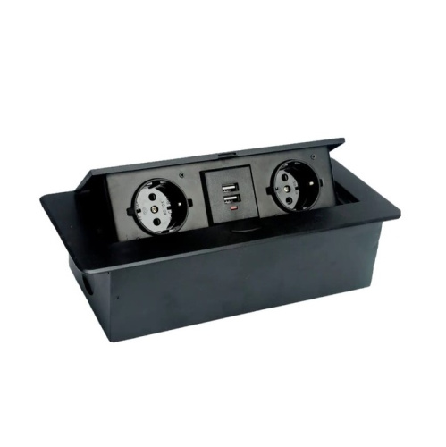 выдвижной блок розеток горизонтальный (2) черный (266х130х68мм) 2usbх2 2,1 а.2m кабель купить в https://rmkmasterium.ru/