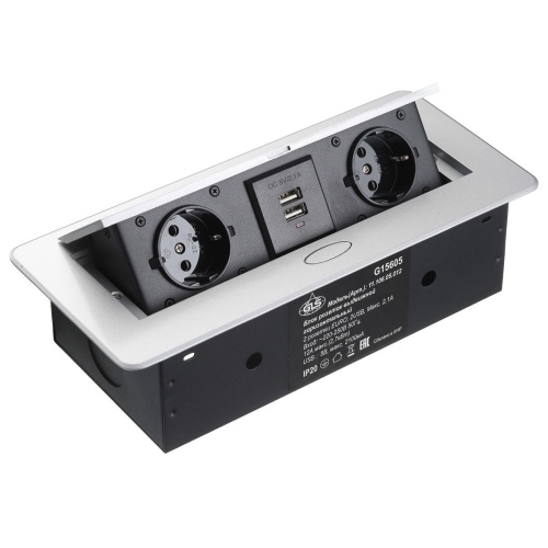 выдвижной блок розеток горизонтальный (2) серебро (266х130х68мм) 2usbх2 2,1 а.2m кабель купить в https://rmkmasterium.ru/