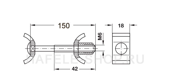 соединитель столешниц сталь оцин.35/m6х150 мм häfele купить в https://rmkmasterium.ru/