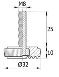 опора резьбовая регулируемая orr-08m d32 м8х25мм черная купить в https://rmkmasterium.ru/