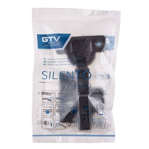 петля накладная silento pro, с доводчиком, h=0, 3d регулировка, clipon gtv  черный купить в https://rmkmasterium.ru/