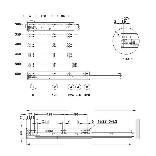 направляющие häfele полного выдвижения с доводчиком 500мм купить в https://rmkmasterium.ru/